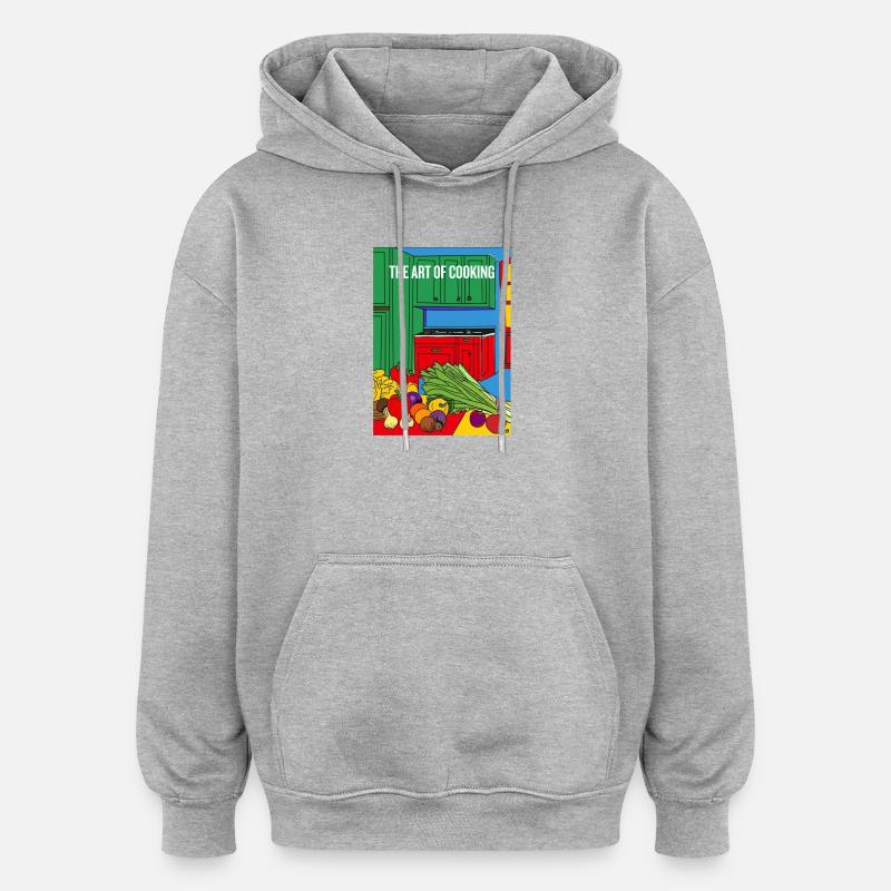 L’illustration de l’art de la cuisine - Sweat à capuche oversize unisexe - gris chiné