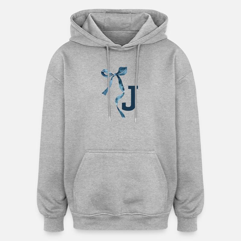 Monogramme j idée cadeau  - Sweat à capuche oversize unisexe - gris chiné