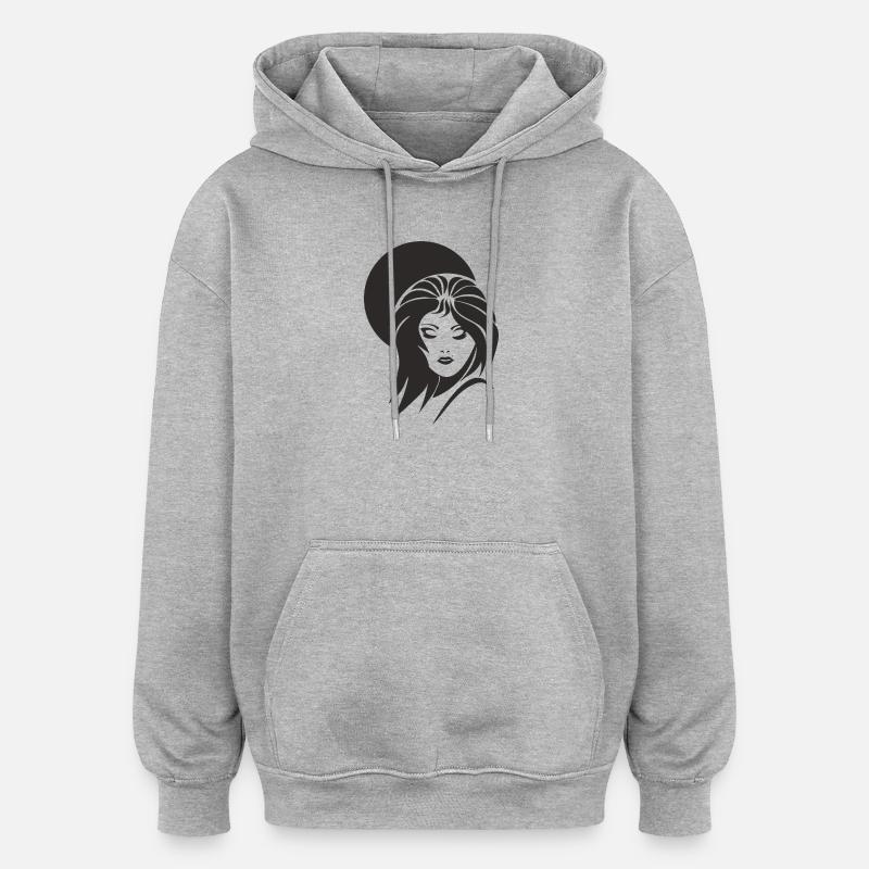 Frauengesicht_003 - Sweat à capuche oversize unisexe - gris chiné