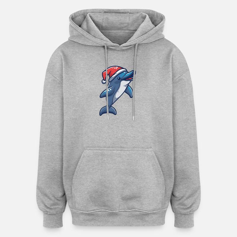 Noël dauphin - Sweat à capuche oversize unisexe - gris chiné