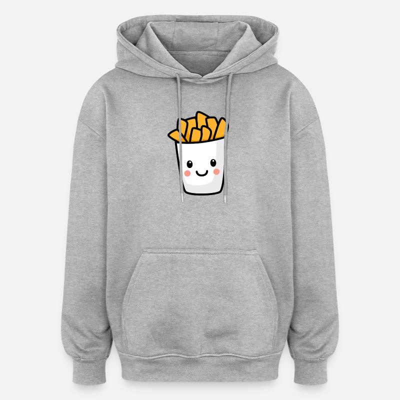 Frites de kawaï - Sweat à capuche oversize unisexe - gris chiné