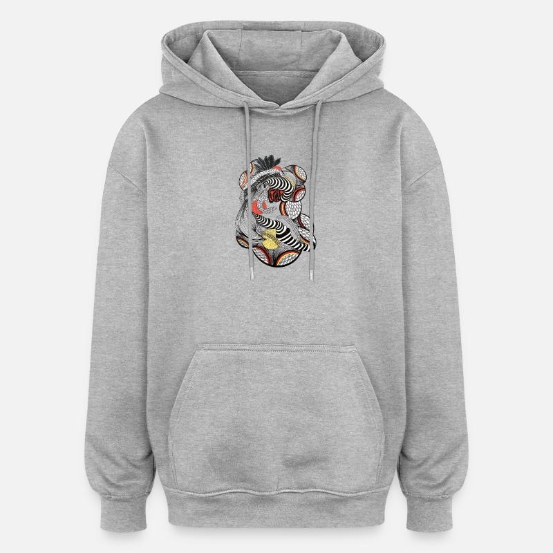 Art au trait complexe - Sweat à capuche oversize unisexe - gris chiné