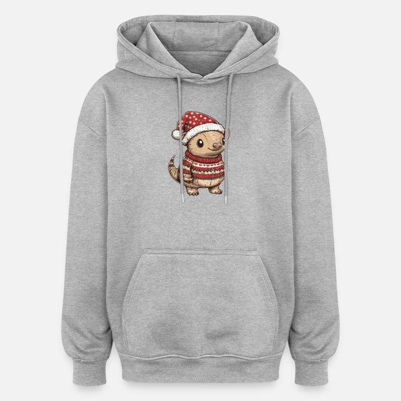 Noël de Noël des armadillos - Sweat à capuche oversize unisexe - gris chiné