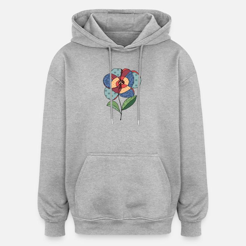 Fleur - Sweat à capuche oversize unisexe - gris chiné