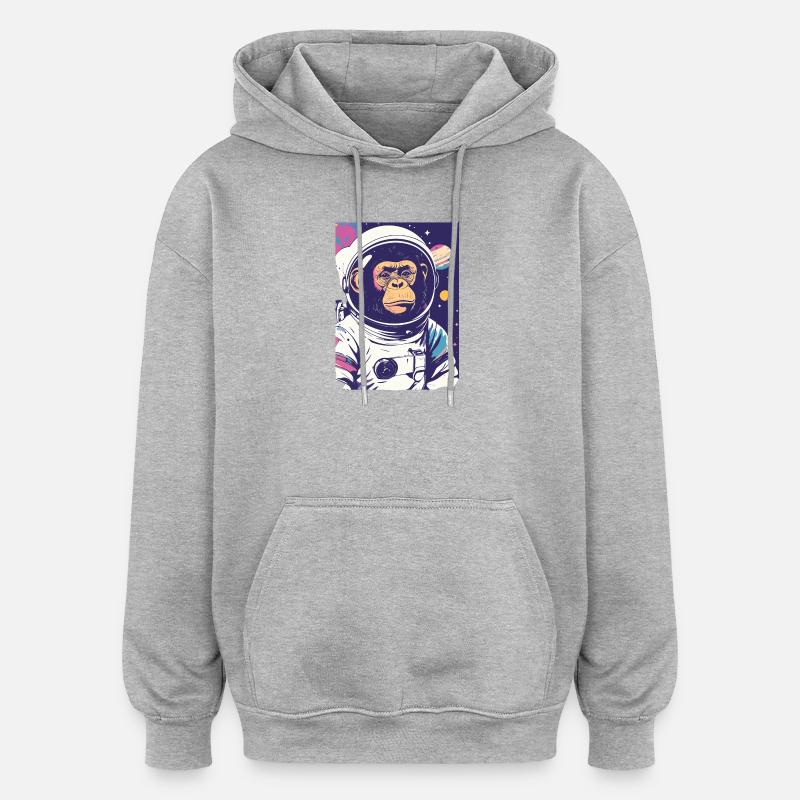 Chimpanzé astronaute dans l’espace - Sweat à capuche oversize unisexe - gris chiné