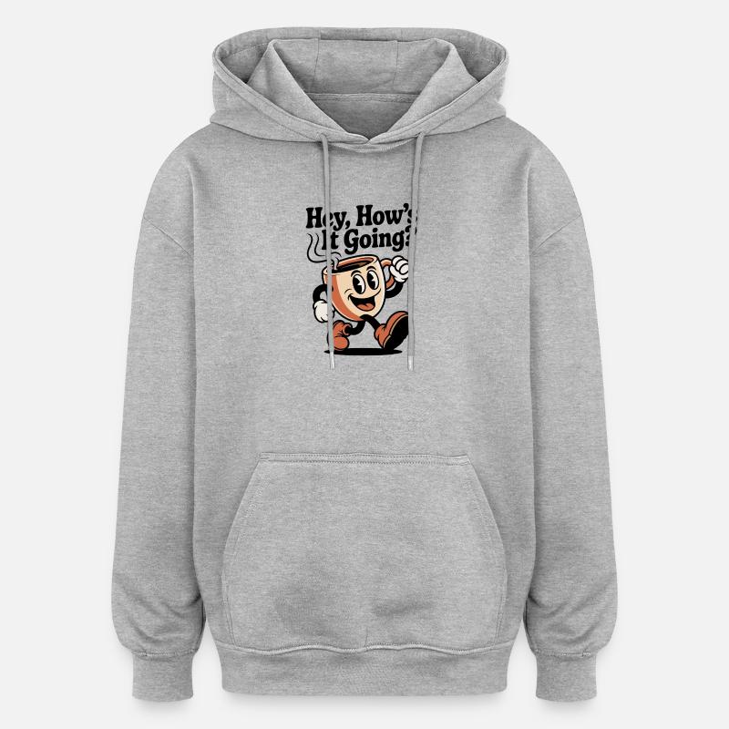 Faire tourner la tasse à café - Sweat à capuche oversize unisexe - gris chiné