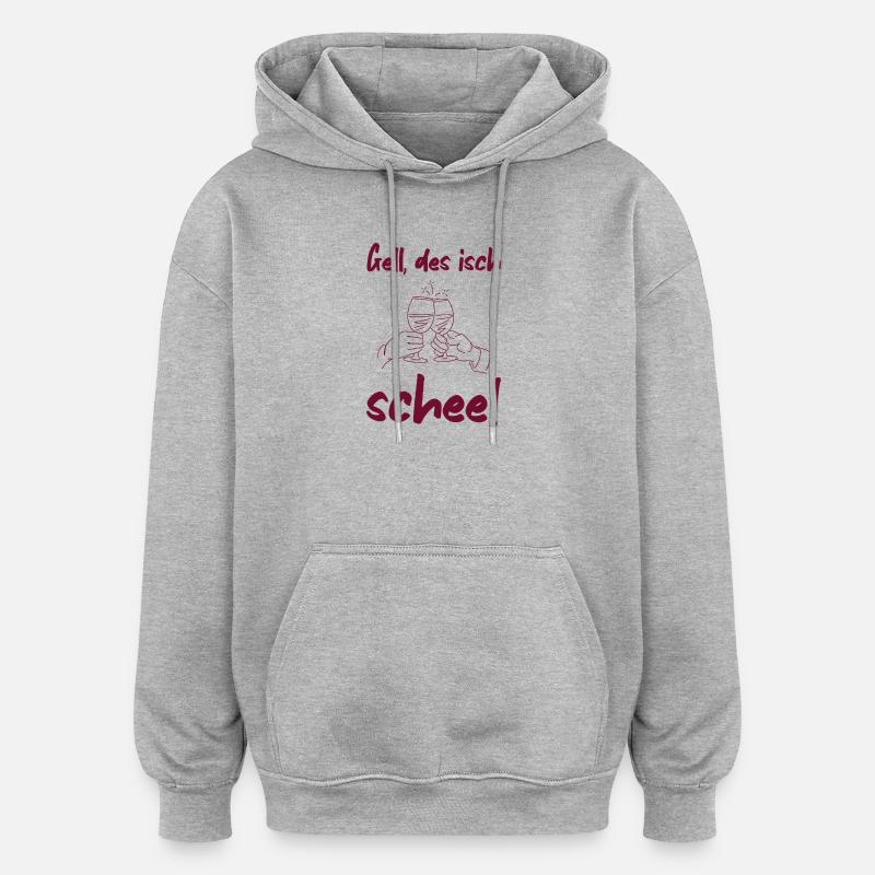 Schee - proverbe bade vin d’amitié - Sweat à capuche oversize unisexe - gris chiné