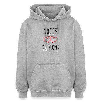 Lead Wedding 14 Jahre Ehe - Oversized Unisex Hoodie - Grau meliert - Vorne - Noah (186cm)