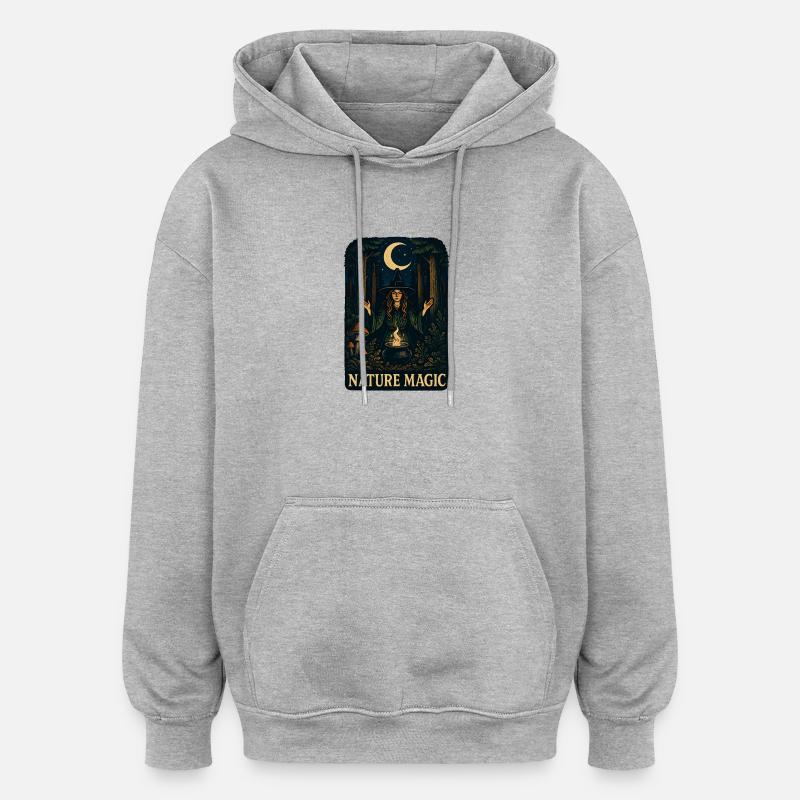 Forest Magic Moon Magic - Oversized Unisex Hoodie - heather grey