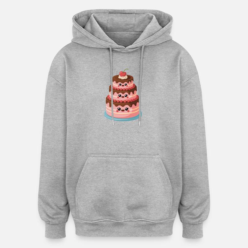Cake Comic Cute - Sweat à capuche oversize unisexe - gris chiné