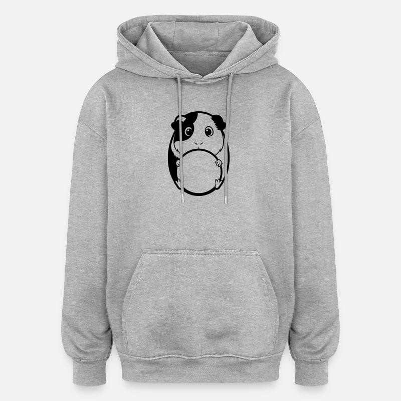 Un cobaye gros - Sweat à capuche oversize unisexe - gris chiné