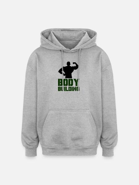 Powerful Bodybuilding Typography - Oversized Unisex Hoodie - heather grey