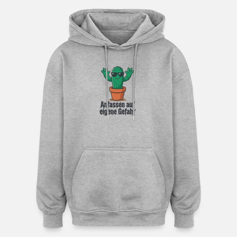 Cactus Sunglasses Warning ! - Oversized Unisex Hoodie - heather grey