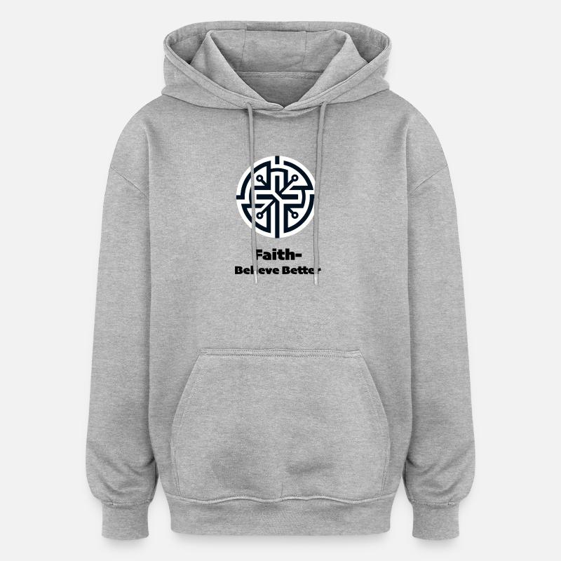Circuit de Mandala en géométrie circulaire - Sweat à capuche oversize unisexe - gris chiné