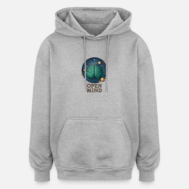 Open mind in space - Oversized Unisex Hoodie - heather grey