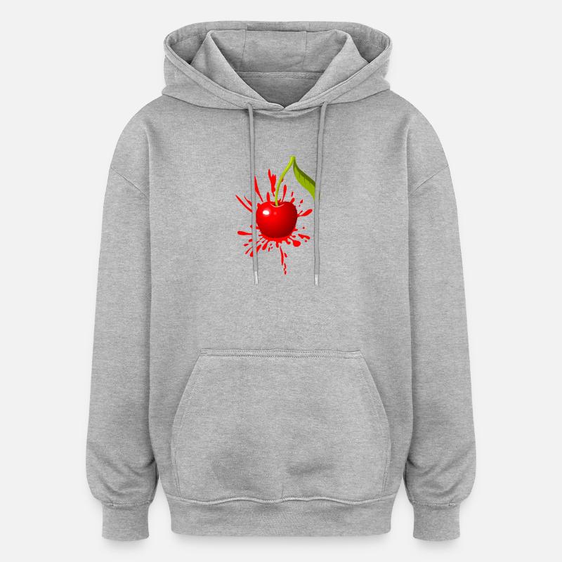 Kirsche Farbexplosion - Oversized Unisex Hoodie - Grau meliert