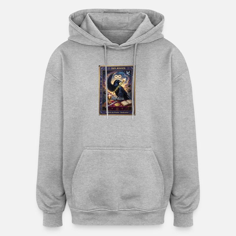 Krähe, der Magier - Oversized Unisex Hoodie - Grau meliert