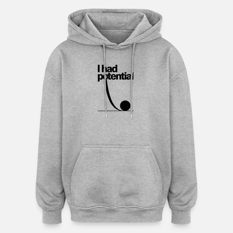 J’avais du potentiel : Potentiel Math Gag - Sweat à capuche oversize unisexe - gris chiné