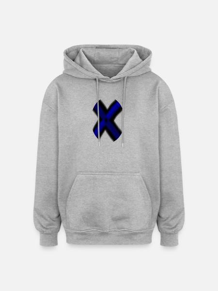 Neon X-Cross Blue - Oversized Unisex Hoodie - heather grey