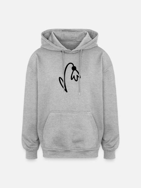 Fleur - Sweat à capuche oversize unisexe - gris chiné
