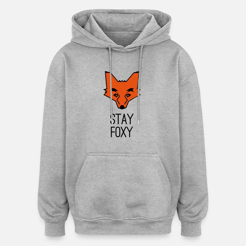 Fuchs stay foxy fox - Sweat à capuche oversize unisexe - gris chiné