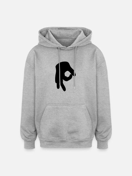 Reingelegt (Handzeichen) - Oversized Unisex Hoodie - Grau meliert