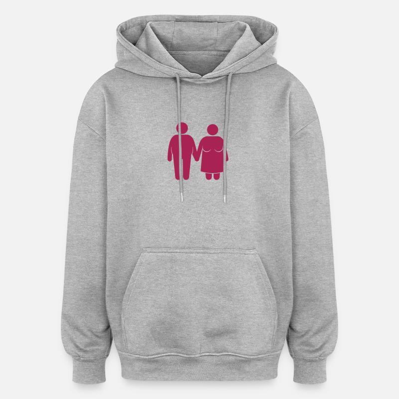 fat couple - Sweat à capuche oversize unisexe - gris chiné