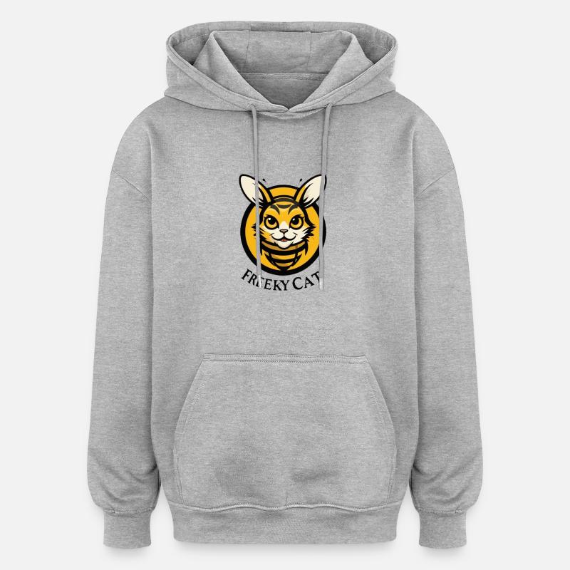 Logo de l’abeille chat - Sweat à capuche oversize unisexe - gris chiné