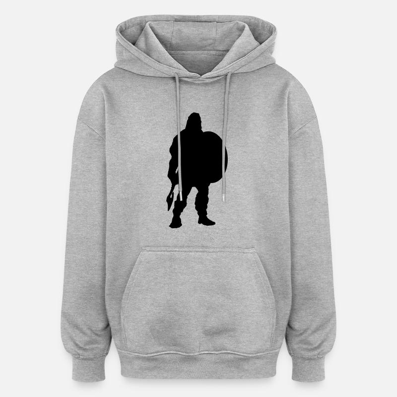 Wikinger Silhouette - Oversized Unisex Hoodie - Grau meliert