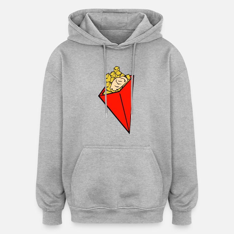 frites - Sweat à capuche oversize unisexe - gris chiné