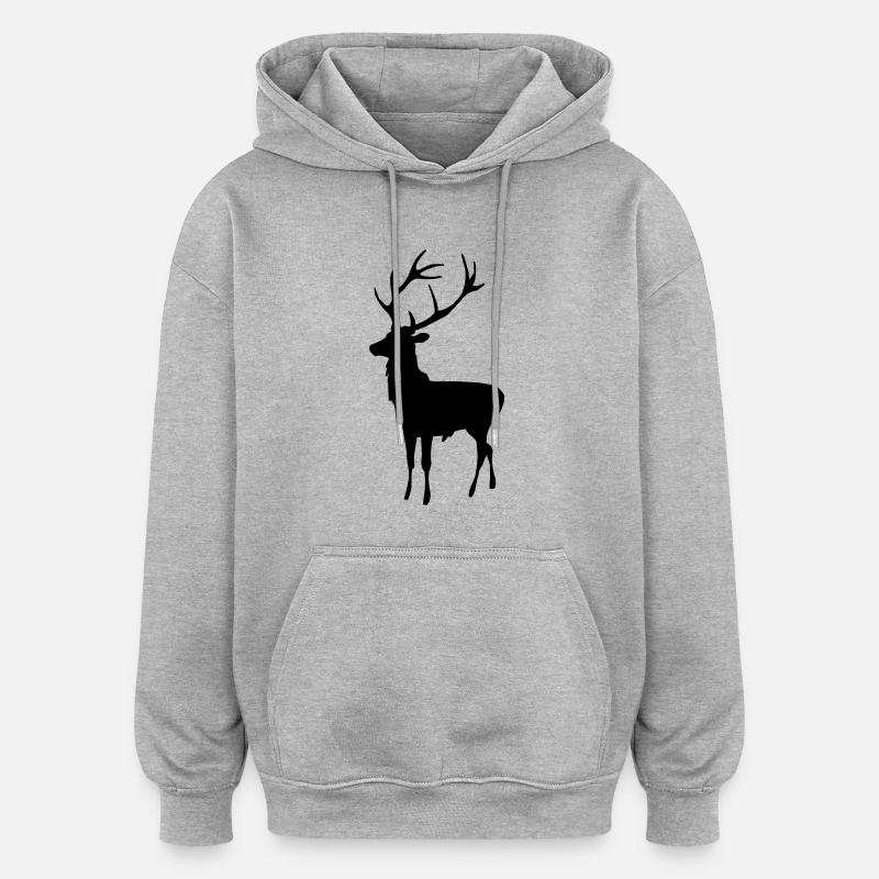 Le cerf - Sweat à capuche oversize unisexe - gris chiné