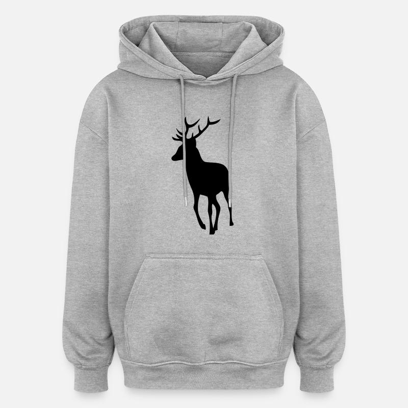 Hirsche Hirsche Silhouette Schatten Shadow1 - Oversized Unisex Hoodie - Grau meliert