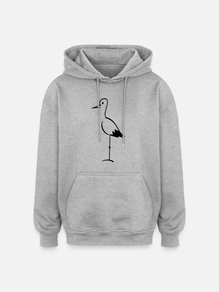 Storch / stork (1c) - Oversized Unisex Hoodie - heather grey