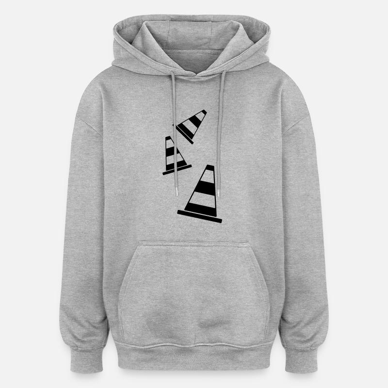 caution_f1 - Oversized Unisex Hoodie - Grau meliert