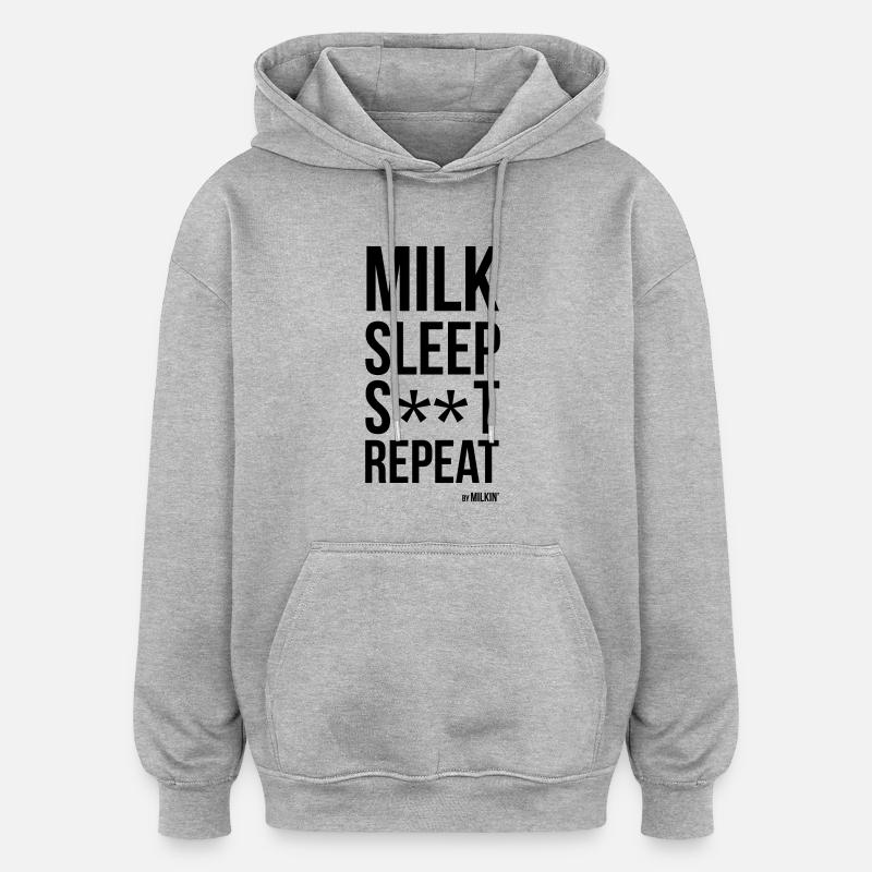 Milkin' - Repeat - Breastfeeding - Sweat à capuche oversize unisexe - gris chiné