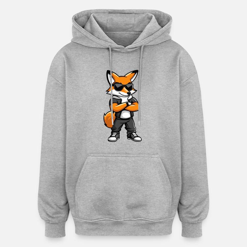 Bande dessinée Fox - Sweat à capuche oversize unisexe - gris chiné