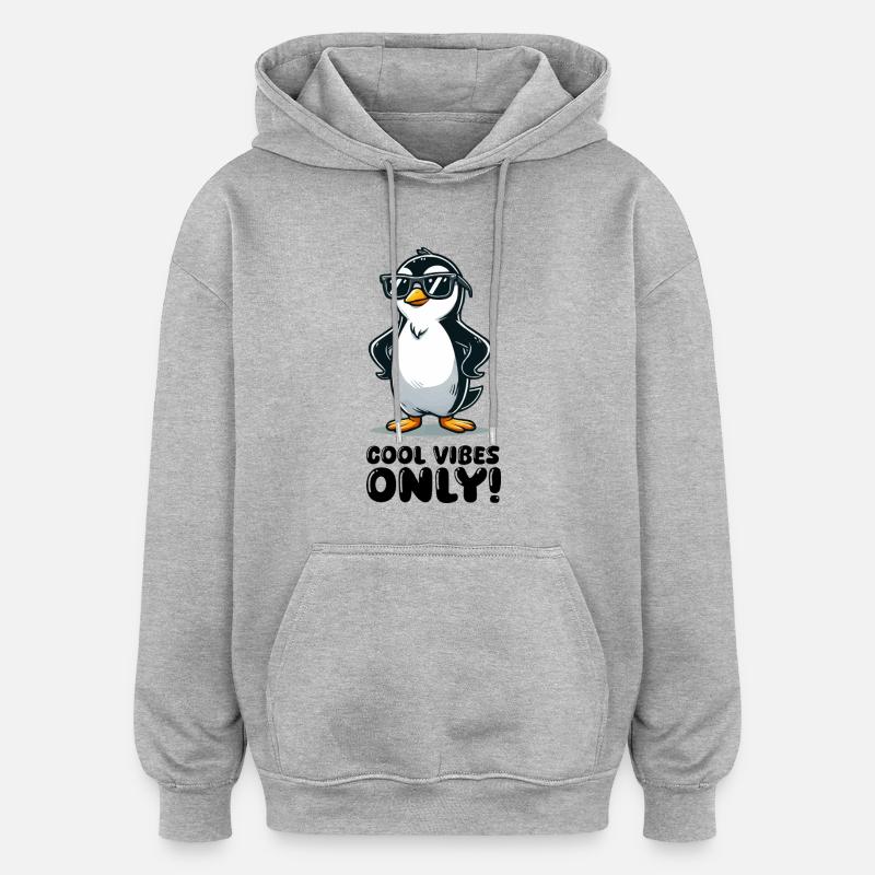 Pingouin Bande Dessinée Cool - Sweat à capuche oversize unisexe - gris chiné
