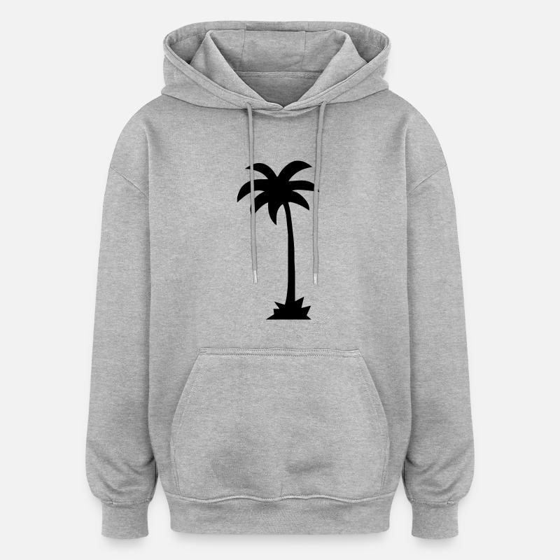 palmier - Sweat à capuche oversize unisexe - gris chiné