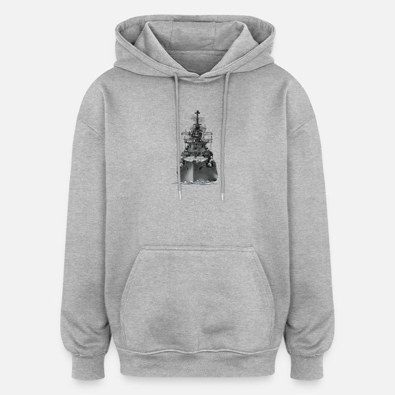 Ship - Sweat à capuche oversize unisexe - gris chiné