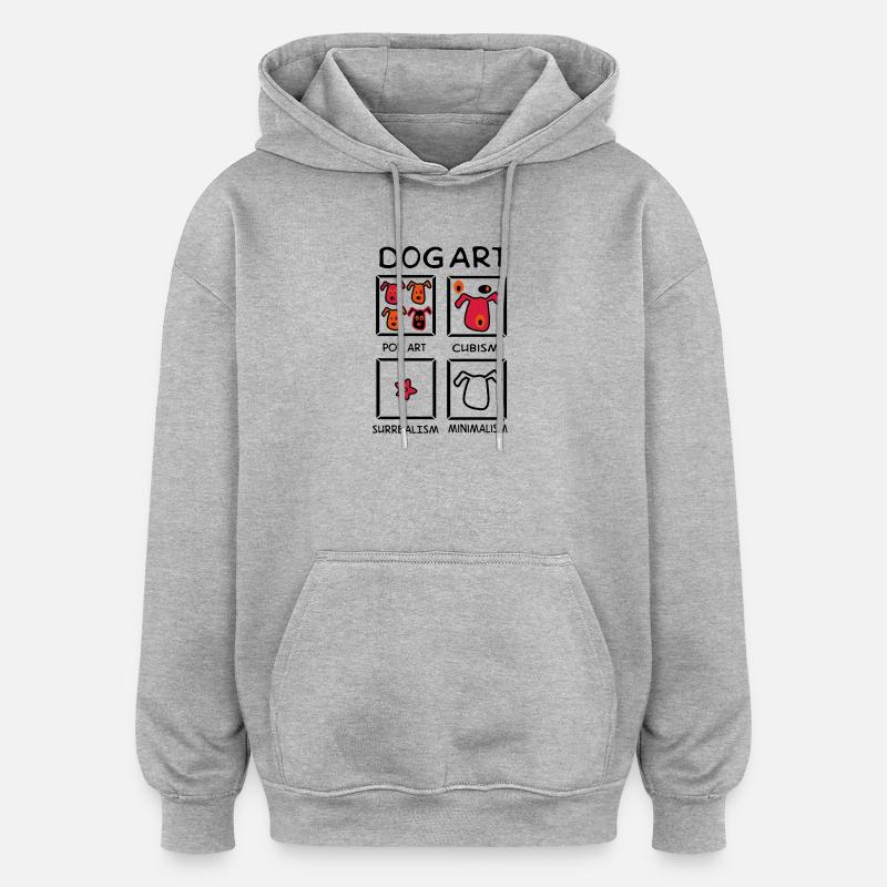 Chien - Sweat à capuche oversize unisexe - gris chiné