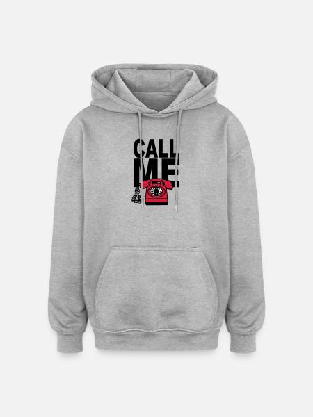 RUF MICH AN - Oversized Unisex Hoodie - Grau meliert