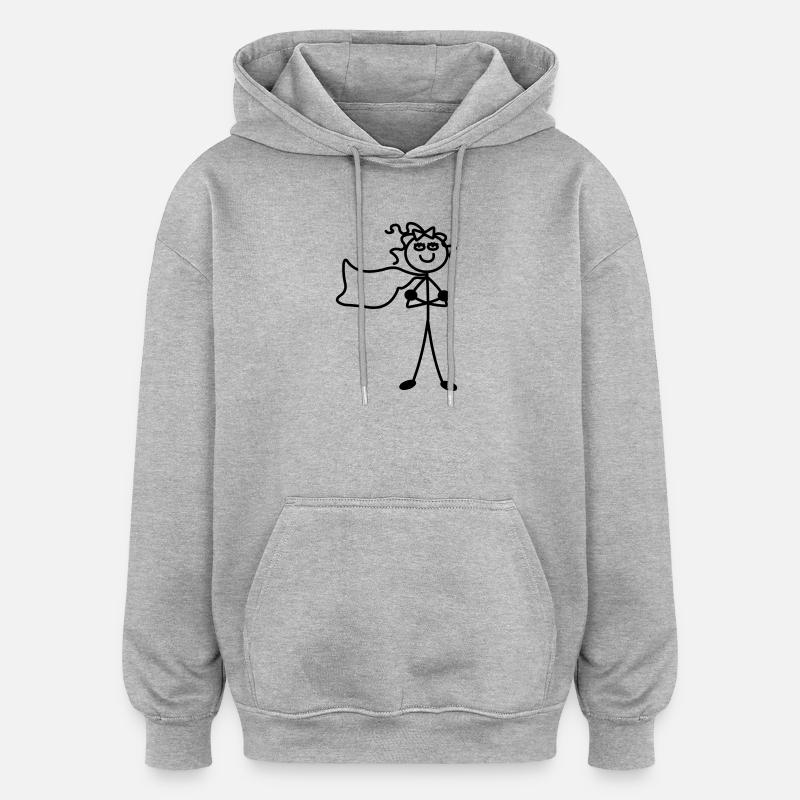 Super Mädchen mit Umhang - Oversized Unisex Hoodie - Grau meliert