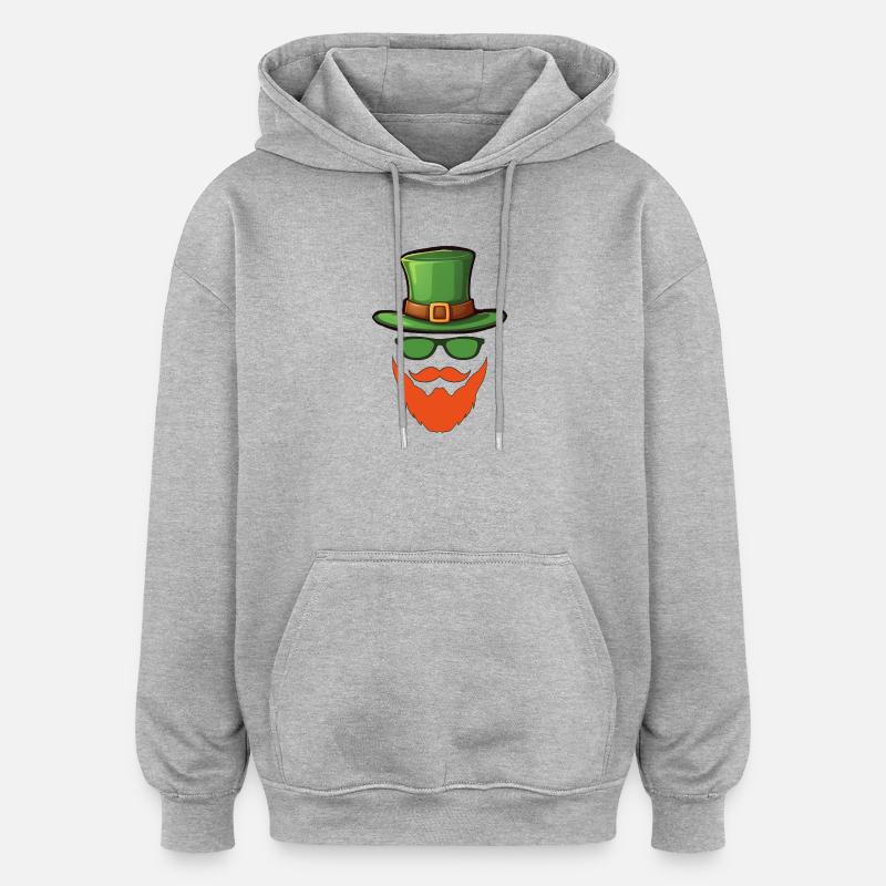 Fête de la Saint-Patrick - Sweat à capuche oversize unisexe - gris chiné