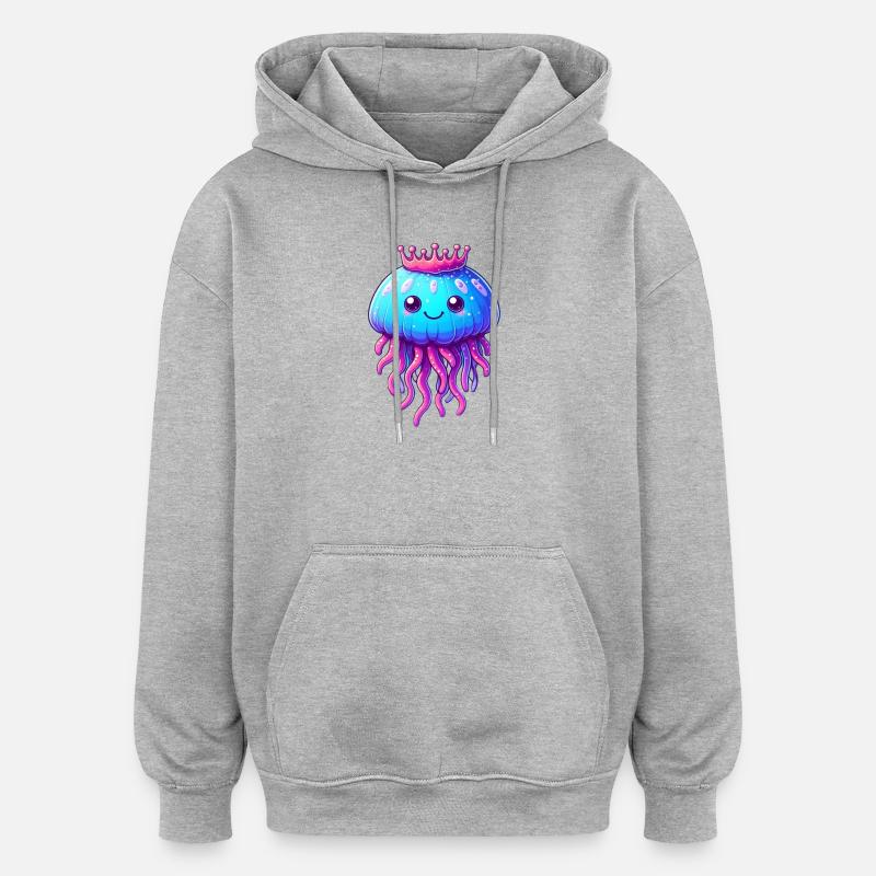 Une méduse avec une couronne - Sweat à capuche oversize unisexe - gris chiné