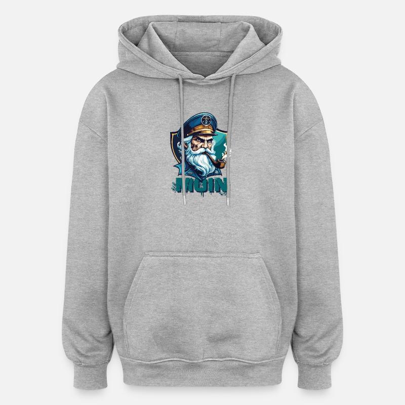 MOIN - Capitaine sinistre avec sifflet - Sweat à capuche oversize unisexe - gris chiné