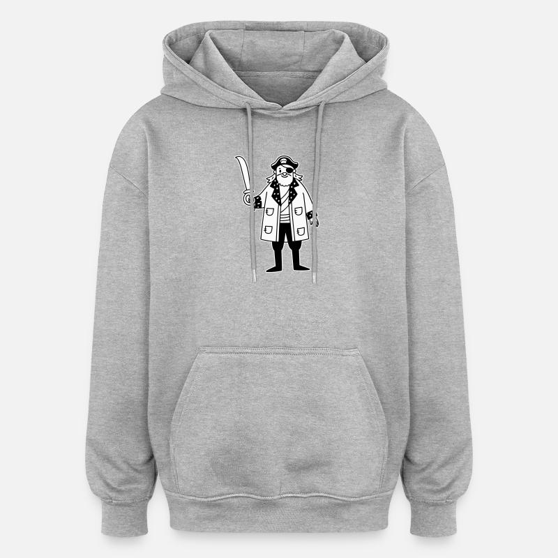 Pirat - Oversized Unisex Hoodie - Grau meliert