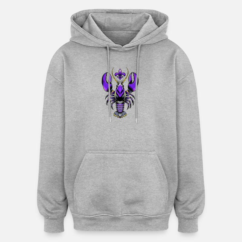 Mardi Gras Languste mit Fleur-de-Lis Design - Oversized Unisex Hoodie - Grau meliert