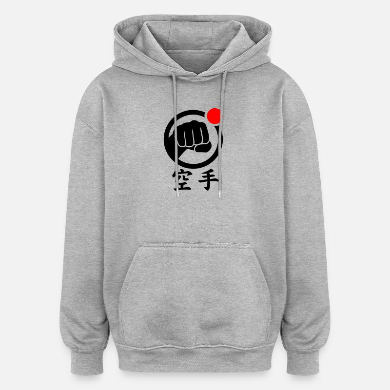 Karaté Faust / Poing - Sweat à capuche oversize unisexe - gris chiné