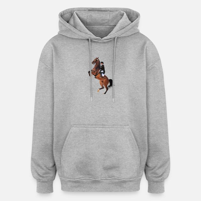 Cavalier élégant sur cheval cabré - Sweat à capuche oversize unisexe - gris chiné
