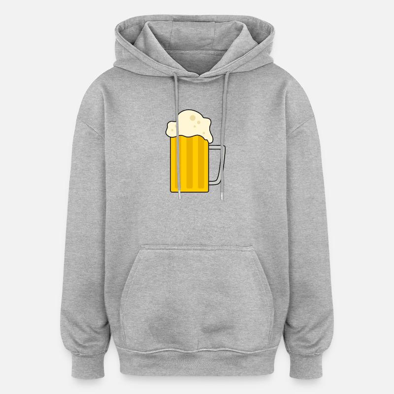 Illustration de chope de bière mousseuse - Sweat à capuche oversize unisexe - gris chiné